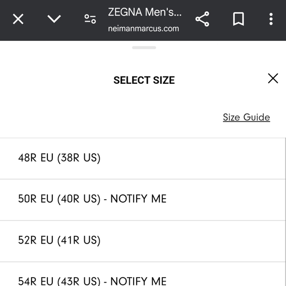 Ermenegildo Zegan for Neiman Marcus Trofeo Silk Wool Blend Suit Jacket - 48C/38R - Picture 15 of 15